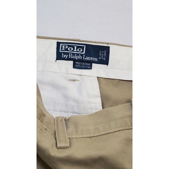 Polo By Ralph Lauren Size 38x30 Flat Chino Pants Mens Beige Ca10 - Picture 5 of 10